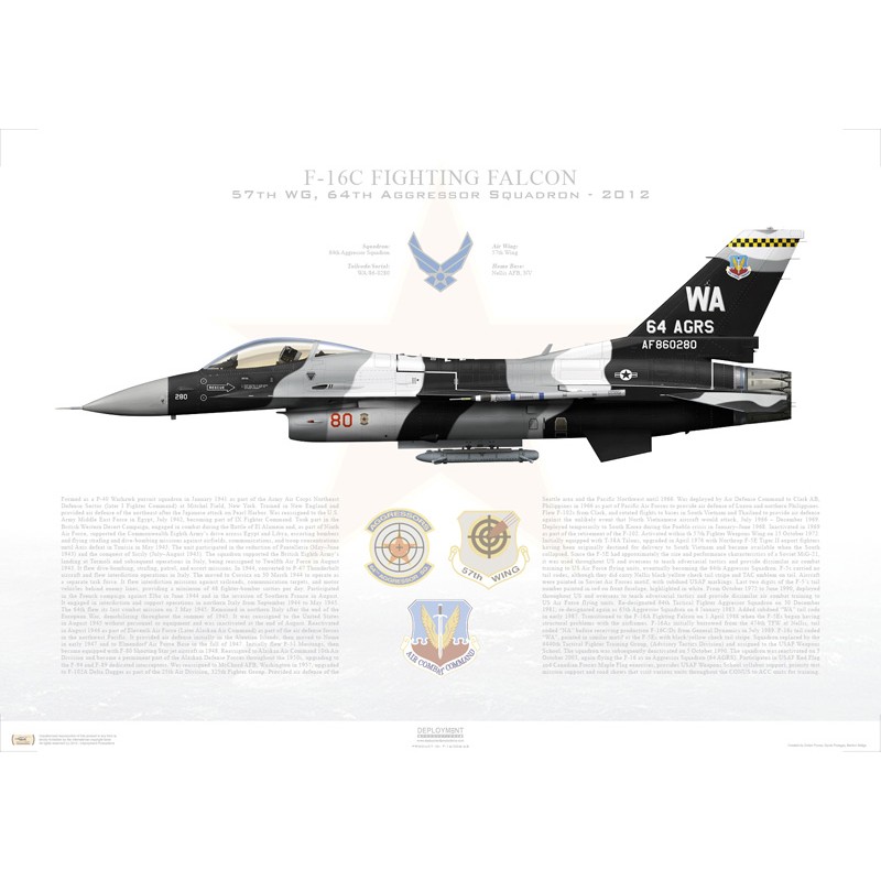 F-16C Fighting Falcon 57th WG, 64th AGRS, WA/86-0280 / 2012