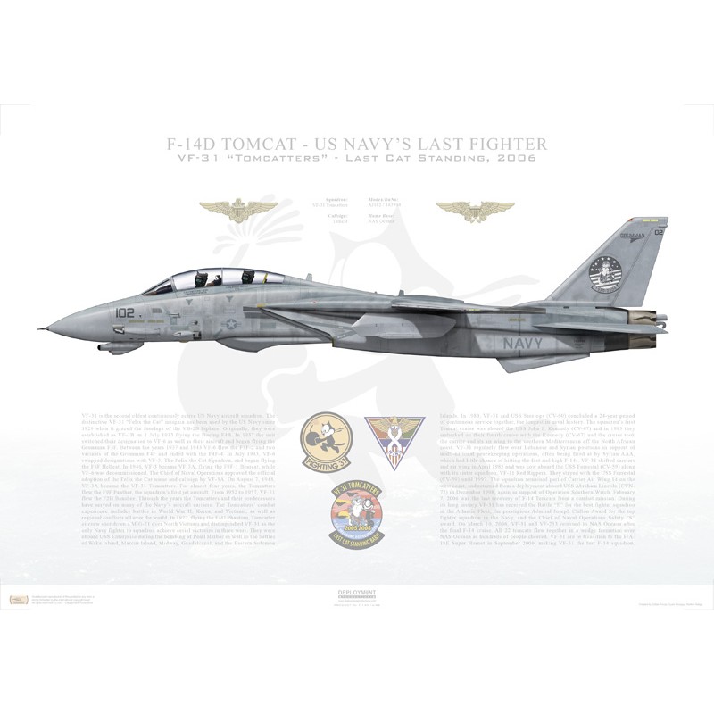 F-14D Tomcat VF-31 Tomcatters, AJ102 / 163904 / LAST CAT STANDING, 2006