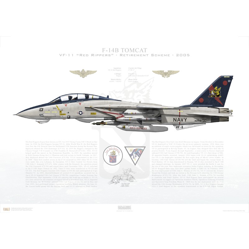 F-14B Tomcat VF-11 Red Rippers, AA101 / 162912 / Retirement Scheme, 2005
