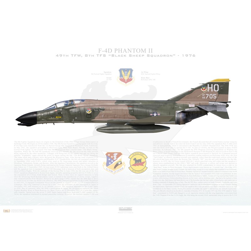 F-4D Phantom II 49th TFW, 8th TFS, 66-705 / 1976 - Profile Print