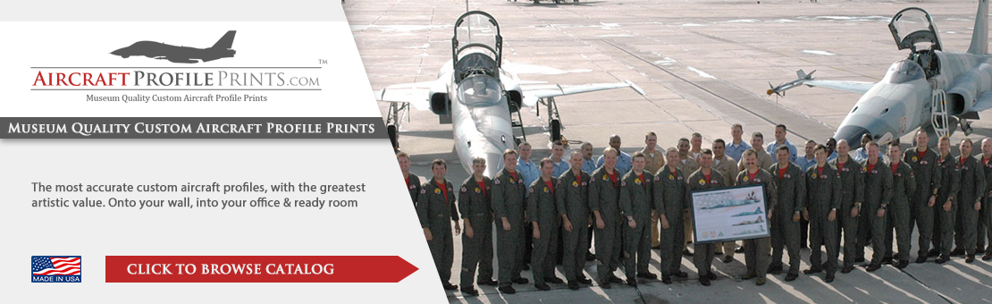 Museum Quality Custom Aircraft Profile Prints.  The most accurate aircraft profiles, with the greatest artistic value. Onto your wall, into your office & ready room